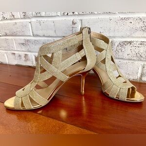 Marc Fisher Metallic Gold Strappy Heeled Sandals